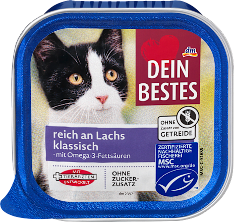 Nassfutter Katze reich an Lachs klassisch Dein Bestes