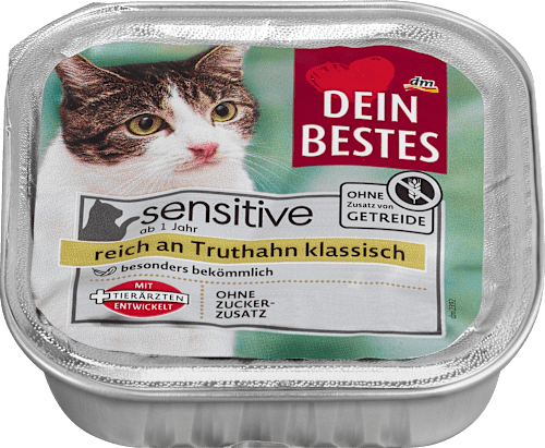 Nassfutter Katze sensitive 1+ reich an Truthahn klassisch Dein Bestes