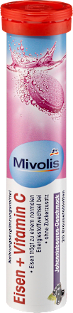 Šumeće tablete gvožđe + vitamin ,  ukus: crna ribizla, sa zaslađivačima Mivolis