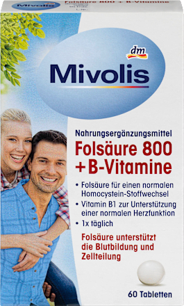 Folsäure 800 + B-Vitamine, Tabletten 60 St. Mivolis