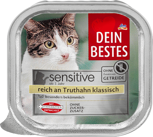 Nassfutter Katze sensitive reich an Truthahn  Dein Bestes
