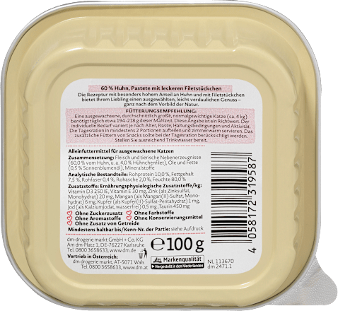 Nassfutter Katze Huhn in Pastete, Naturverliebt Dein Bestes