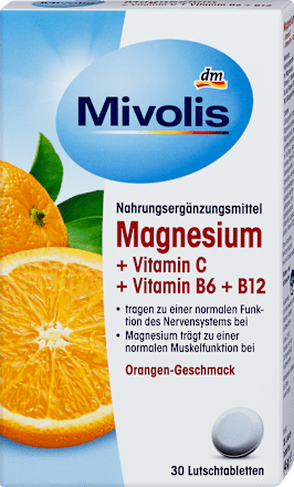 Cmúľacie tablety Magnézium + Vitamín C + Vitamín B6 + B12 Mivolis