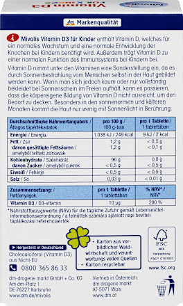 Vitamin D3 für Kinder, Kautabletten 60 St. Mivolis