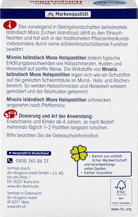 Isländisch Moos Halspastillen Mivolis