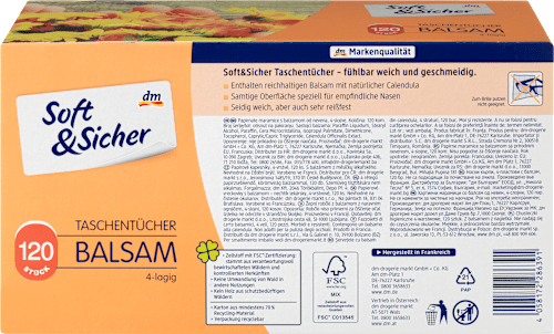 Papirnate maramice u kutiji s balzamom od nevena, 4-slojne Soft&Sicher