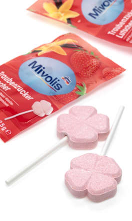 Lecca-lecca al gusto fragola e vaniglia Mivolis