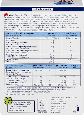Omega-3 1000 , Kapseln 60 St. Mivolis