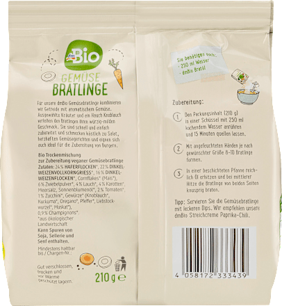 Trockenmischung Bratlinge, Gemüse  dmBio