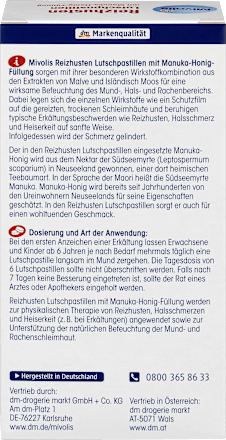 Pastile de supt pentru tuse, cu miere de Manuka Mivolis