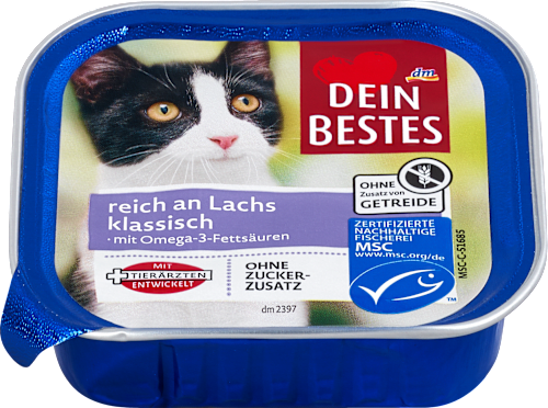Nassfutter Katze reich an Lachs klassisch Dein Bestes