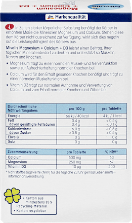 Magnesium + Calcium + D3, Tabletten 45 St. Mivolis