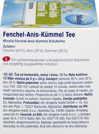 Kräutertee, Fenchel- Anis- Kümmel Tee  (12 x 2,0 g)  Mivolis