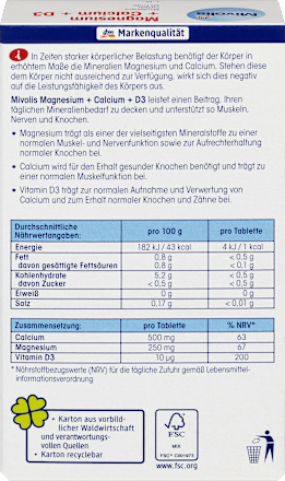 Magnesium + Calcium + D3, Tabletten 45 St. Mivolis