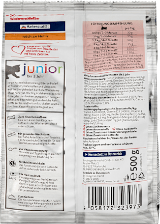 Suha hrana za mačke junior, bogata s kokošjo DEIN BESTES