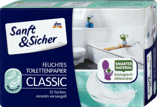 Vlhčený toaletný papier Classic Sensitive Sanft&Sicher