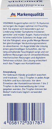Augentropfen mit 0,1% Hyaluron  VISIOMAX