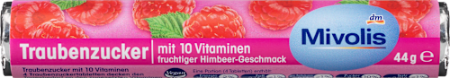 Traubenzucker, Himbeere mit 10 Vitaminen Mivolis