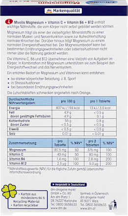 Magnesium + Vitamin C + Vitamin B6 + B12 Lutschtabletten, 30 St Mivolis