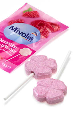 Szőlőcukor nyalóka C-vitaminnal, málna ízű, 10 db Mivolis