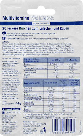 Multivitamine für Kinder, Lutschtabletten 20 St. Mivolis