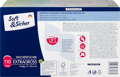 Taschentücher Box mit extra großen Taschentüchern (110 Stück) Soft&Sicher