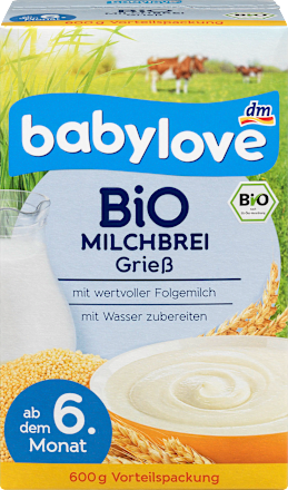 Bio Milchbrei Grieß ab dem 6. Monat babylove