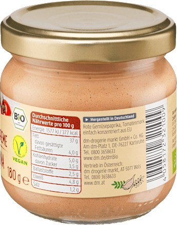 Aufstrich, Streichcreme Toskana mit Paprika & Tomaten dmBio