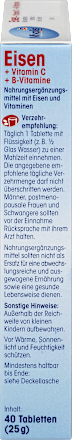 Eisen + Vitamin C + B-Vitamine, Tabletten, 40 St. Mivolis