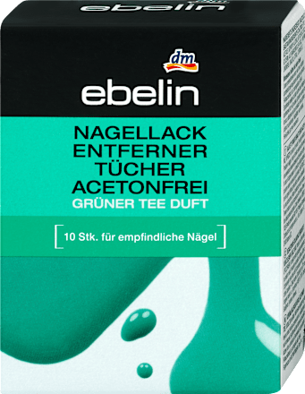 Nagellackentferner-Tücher acetonfrei mit Grüner Tee Duft ebelin