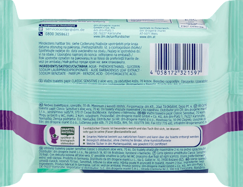 Feuchtes Toilettenpapier Classic Sensitive  Sanft&Sicher