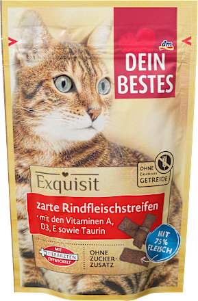 Snack für Katzen, Exquisit zarte Rindfleischstreifen Dein Bestes