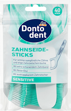Niciowykałaczki z etui podróżnym do wrażliwych zębów i wąskich przetrzeni międzyzebowych Dontodent