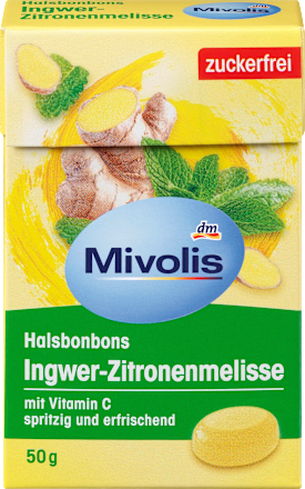Bonbon, Ingwer-Zitronenmelisse, zuckerfrei Mivolis