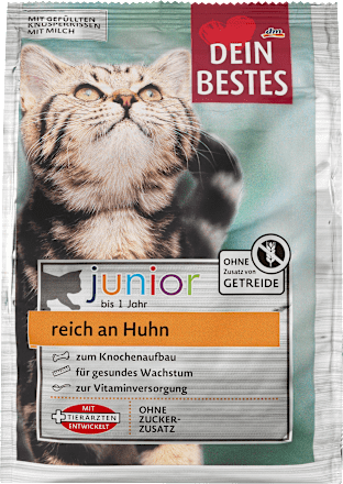 Suha hrana za mačke junior, bogata s kokošjo DEIN BESTES