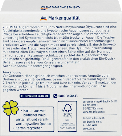 Szemcsepp 0,2% hialuronnal Visiomax