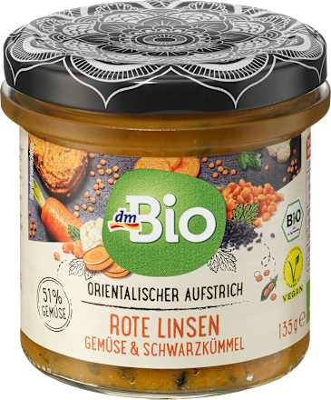 Orientalischer Aufstrich Rote Linsen Gemüse & Schwarzkümmel dmBio