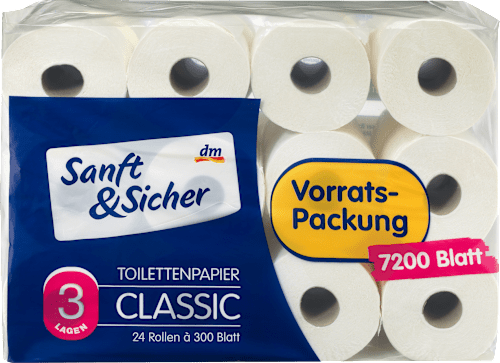Toilettenpapier 3-lagig Vorratspackung Sanft&Sicher
