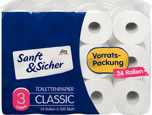 Toilettenpapier 3-lagig Vorratspackung Sanft&Sicher