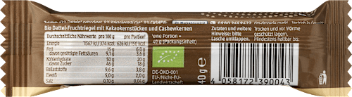 Nussriegel, Kakao Nibs & Cashew dmBio