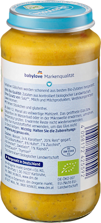 Menü Gemüsereis mit Süßkartoffel und Hühnchen ab dem 12. Monat babylove