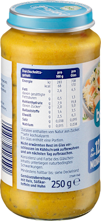 Menü Gemüsereis mit Süßkartoffel und Hühnchen ab dem 12. Monat babylove