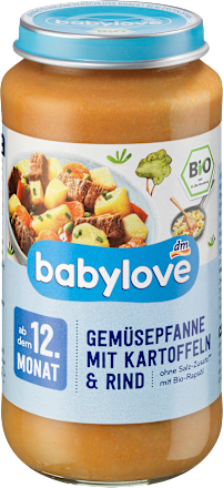 Menü Gemüsepfanne mit Kartoffeln und Rind ab dem 12. Monat babylove