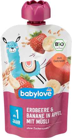 Quetschie Erdbeere & Banane in Apfel mit Müsli ab 1 Jahr babylove