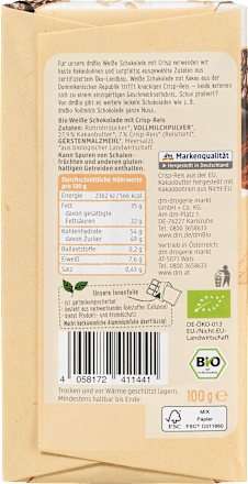Weiße Schokolade mit Crisp dmBio