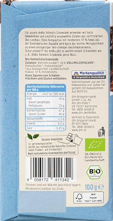 Schokolade, Vollmilch dmBio