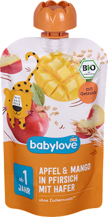Voćni užitak - jabuka i mango u breskvi sa ovsenim pahuljicama, od 1. godine babylove