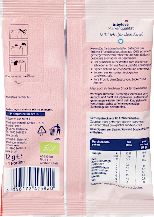Kindersnack Bio Erdbeer-Fruchtchips ab 4 Jahren babylove