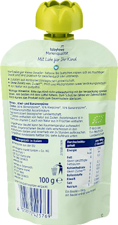 Quetschie Kiwi & Banane in Birne ab 1 Jahr babylove