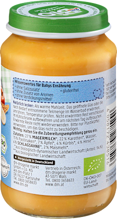 Menü Rahmgemüse mit Hirse in Apfel ab dem 6. Monat, Demeter dmBio